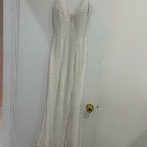 Sparkling Beaded Cream Maxi Dress